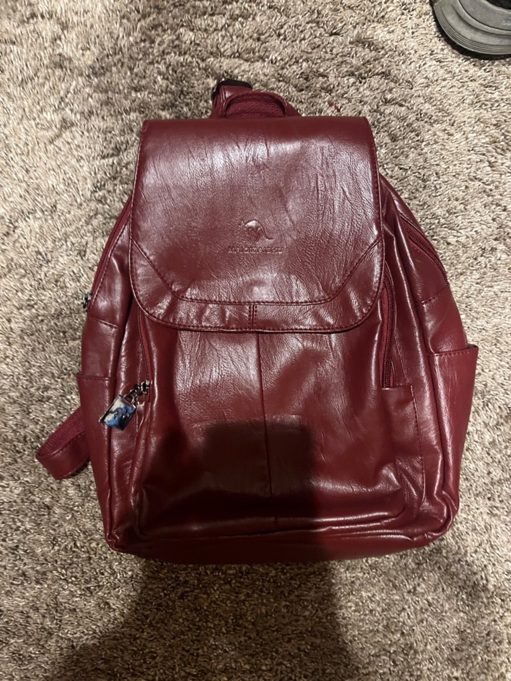Anuschka Burgundy Leather Backpack with Flap-Top
